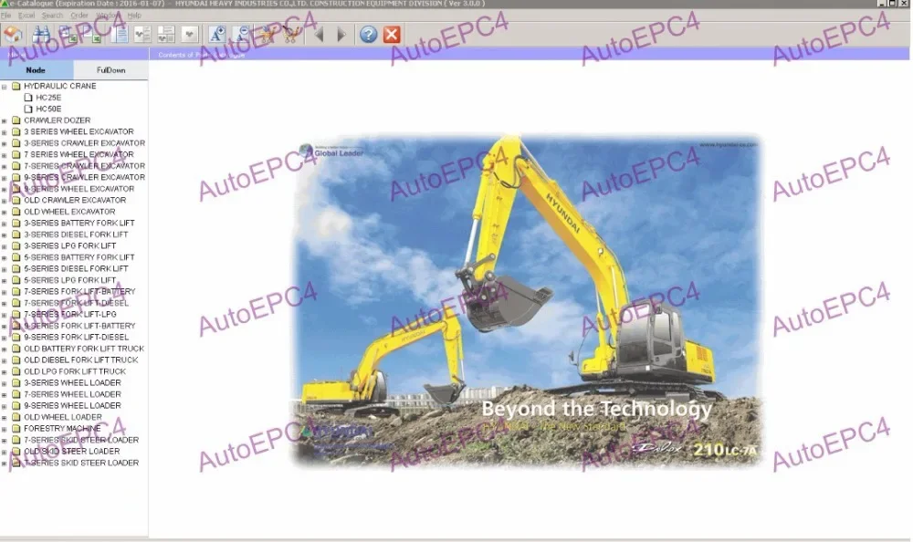 Robex 2015 electronic spare parts catalog Cranes, Excavators for Hyundai