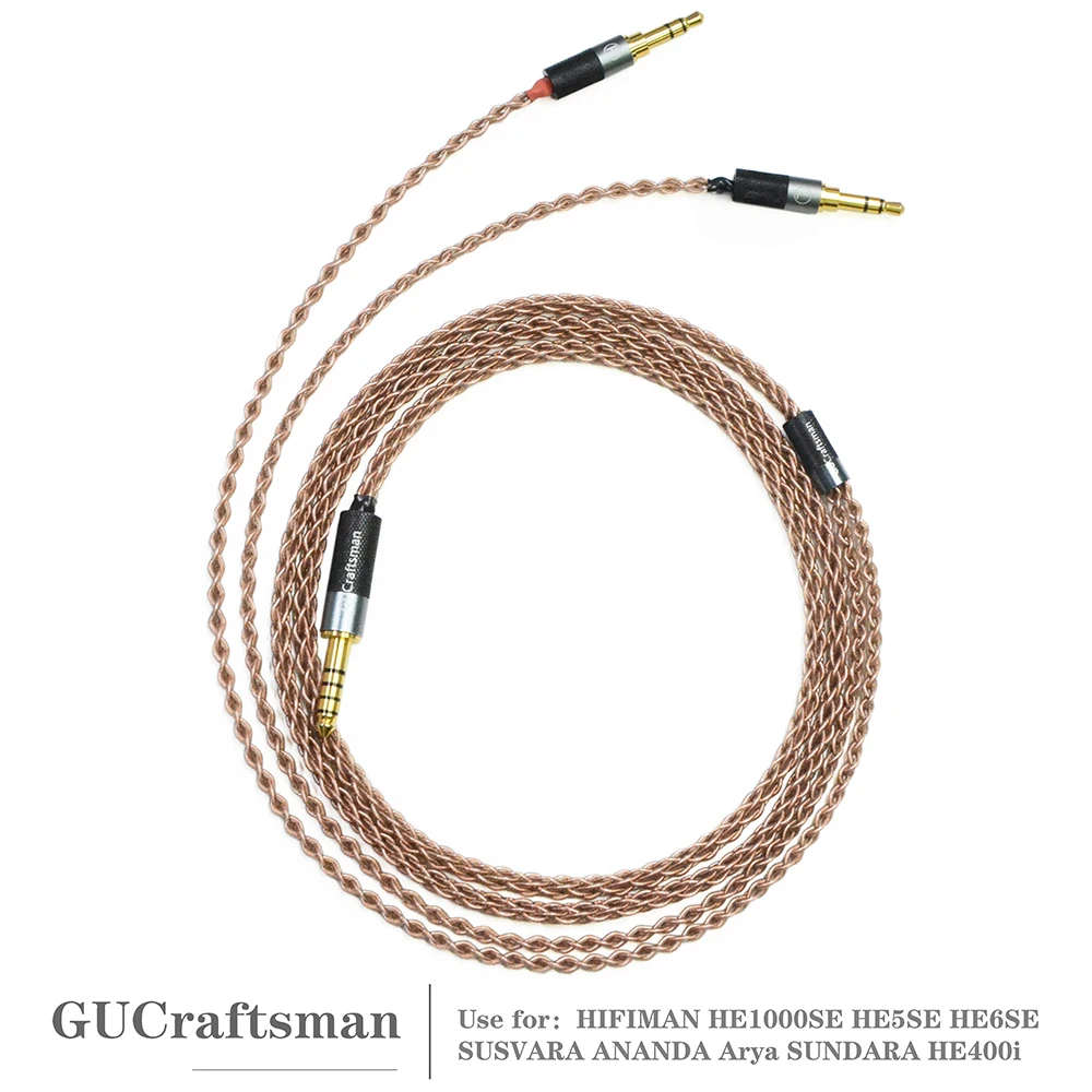 GUCraftsman 6N Single Crystal Copper Headphone Replacement Cables for HIFIMAN SUSVARA ANANDA Arya SUNDARA HE1000SE HE5SE HE6SE