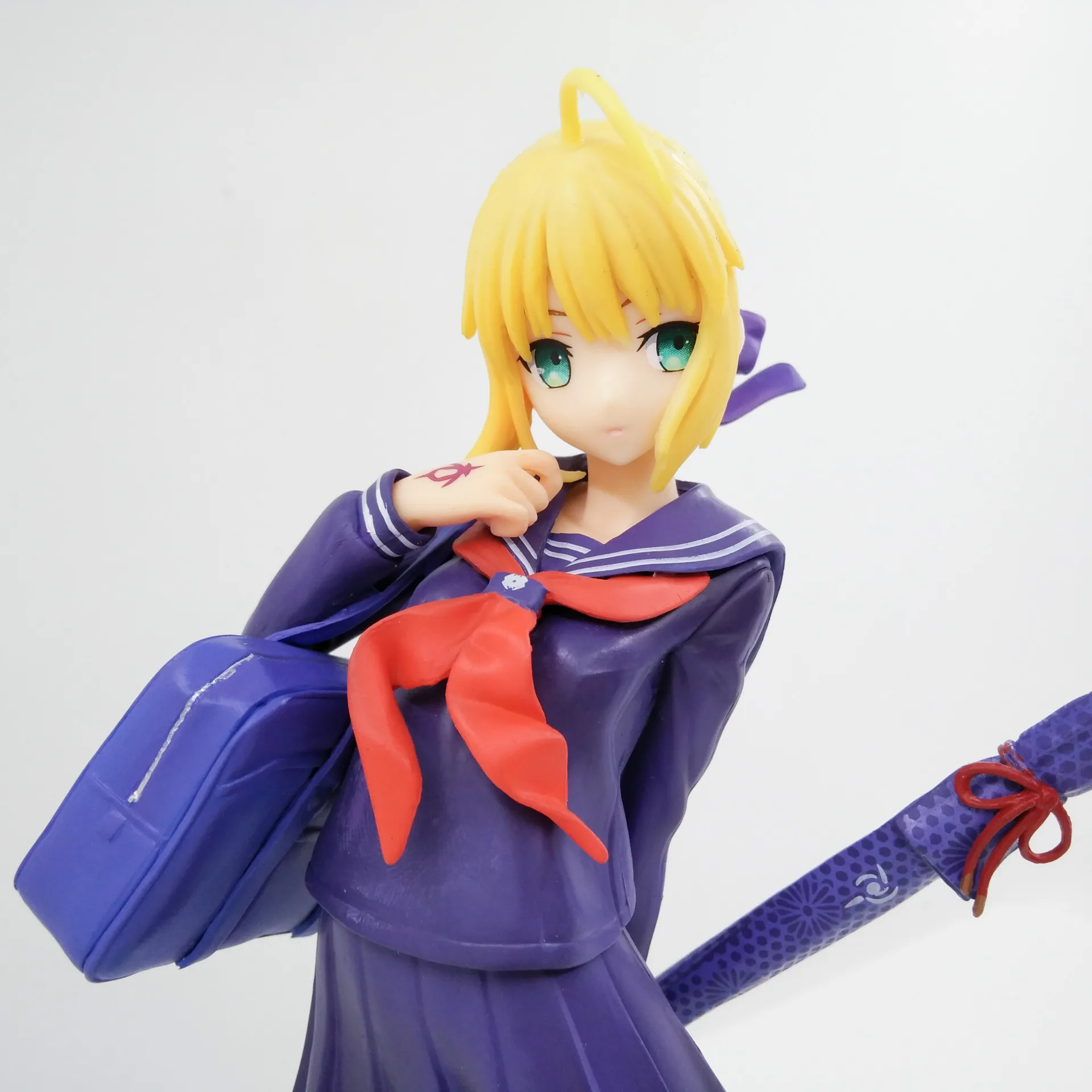 Anime Fate Grand Order Saber Altria Blue School Uniform Ver. Action Figure Model Toy 18cm