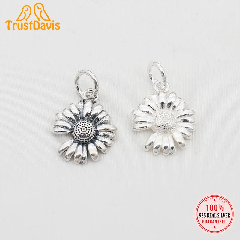 

TrustDavis настоящий кулон в виде цветка из серебра 925 пробы ручной работы DIY ожерелье браслет аксессуары ювелирные изделия HY815