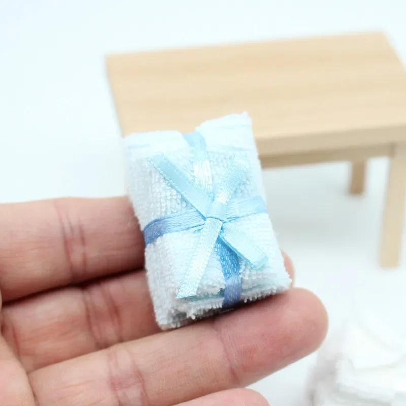 Mini Towel Bath Towel Dollhouse Bathroom Restroom Miniature Shower Decoration Model Decoration Home Decor