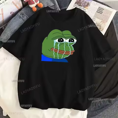 Funny Cartoon Pepe Frog Graphic Cotton Girl T Shirt Unisex Harajuku Short Sleeve Men Funny Frog Animal Y2k Gift Idea Casual Tops