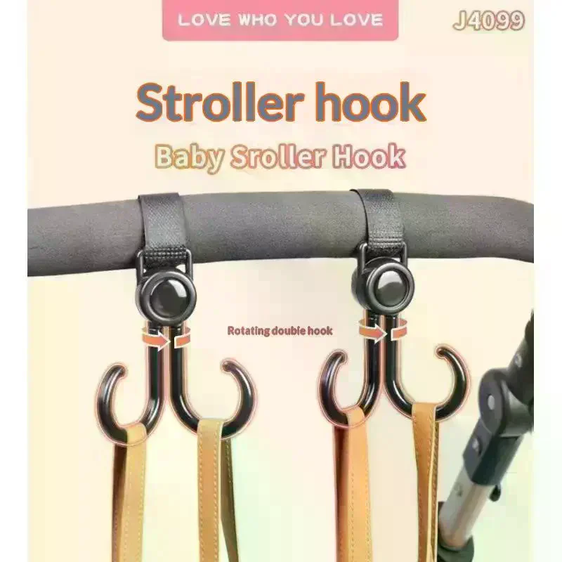 10Pcs Stroller Hook 360 Degree Rotatable Hanging Holder Heavy Duty Multi Purpose Hook For Baby Cart Scooter Wheelchair