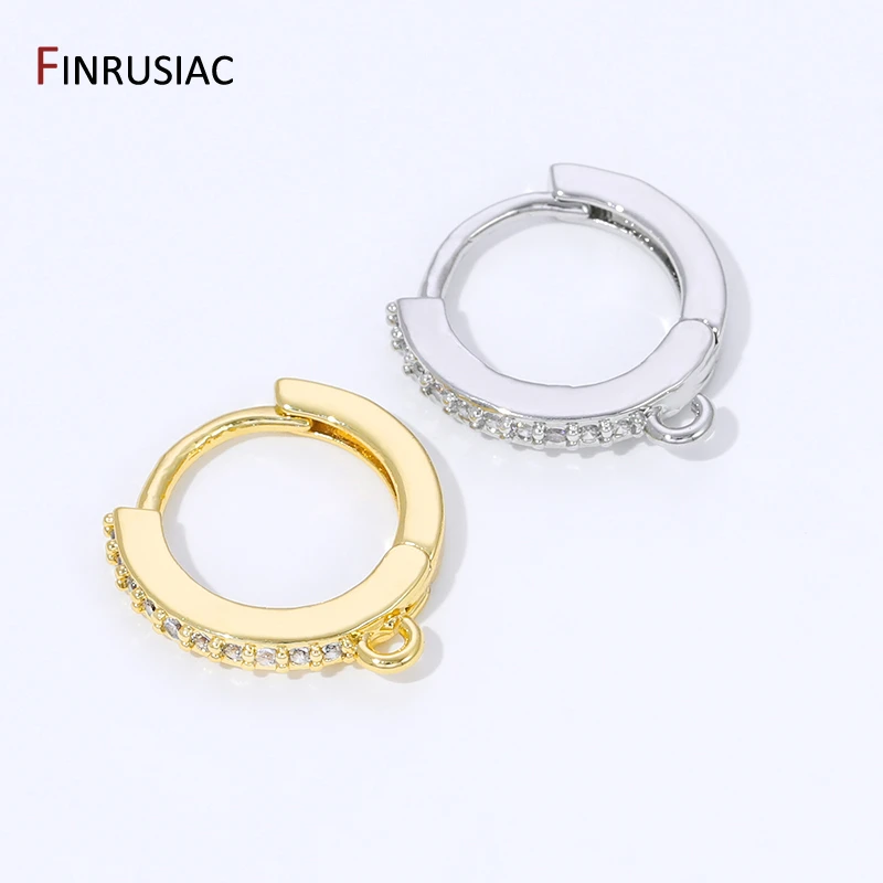 18K Gold Plated Brass Zircon Round Ear Wire Earring Fixture Shvenzy Hooks For DIY Trendy Women Earrings Making Accessories