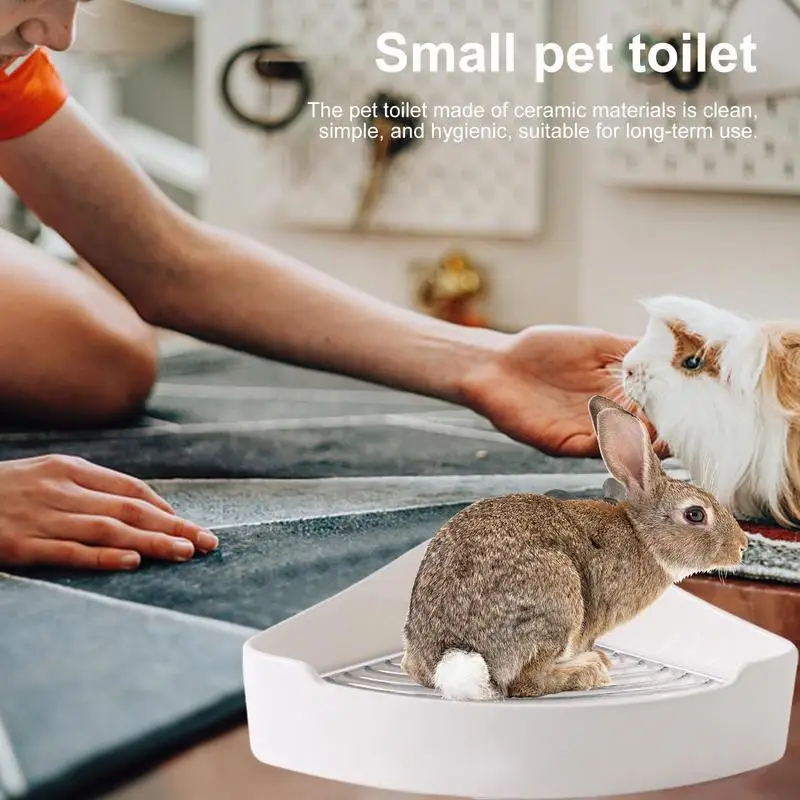 

Лоток для кроликов, домашний угловой туалетный тренажер для кроликов, керамический материал, лоток для туалета для кроликов для маленьких морских свинок, щенков