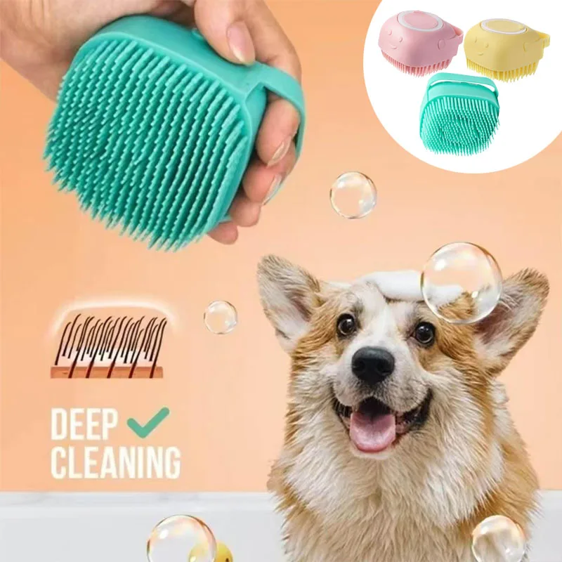 Cepillo de Masaje Espumoso de Silicona Multifuncional para Baño de Mascotas, Cepillo Suave y Seguro para Perros, Gatos, Cachorros y Perros Grandes - Accesorio de Baño
