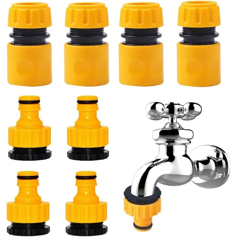10PCS Plastic Garden Hose Quick Connector Sets Fit 3/4 Inch 1/2 Inch Water Hose Fittings Male and Female Connectors Hose Adapter