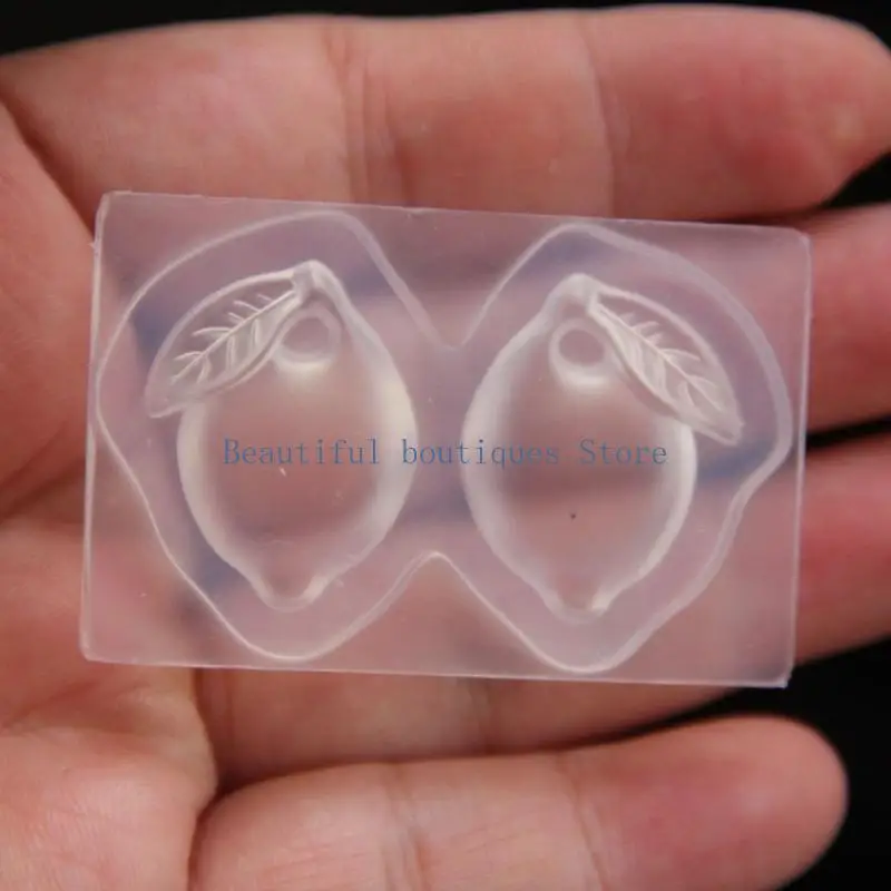 U4LF Lemon Pendant Casting Mold with Attachment-Ready Holes, Flexible Silicone Form for Resin Earrings, Keychains, and Hanging