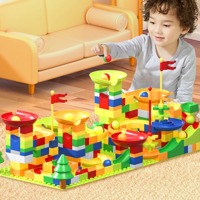 

Children Maze Ball Tracks Slider Blocks DIY toy Early Educationtoy Kids Gift city Building Blocks Funnel Slide Blocks Toys