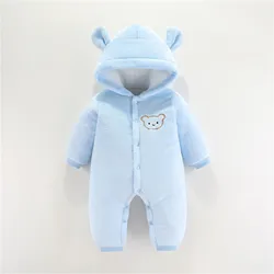 Baby Girls Boys Winter Clothes Snowsuit Teddy Bear Solid Cute Onesie Outfit Newborn Fleece Jumpsuit Romper Coat Hooded Suit