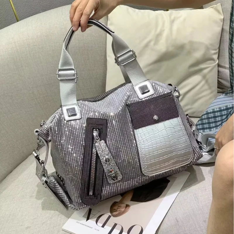 

Large-capacity Travel Bag Fashion Korean Version Sequins Handbag Diamond-in Hand Women's Shoulder Bag Purses and Handbags
