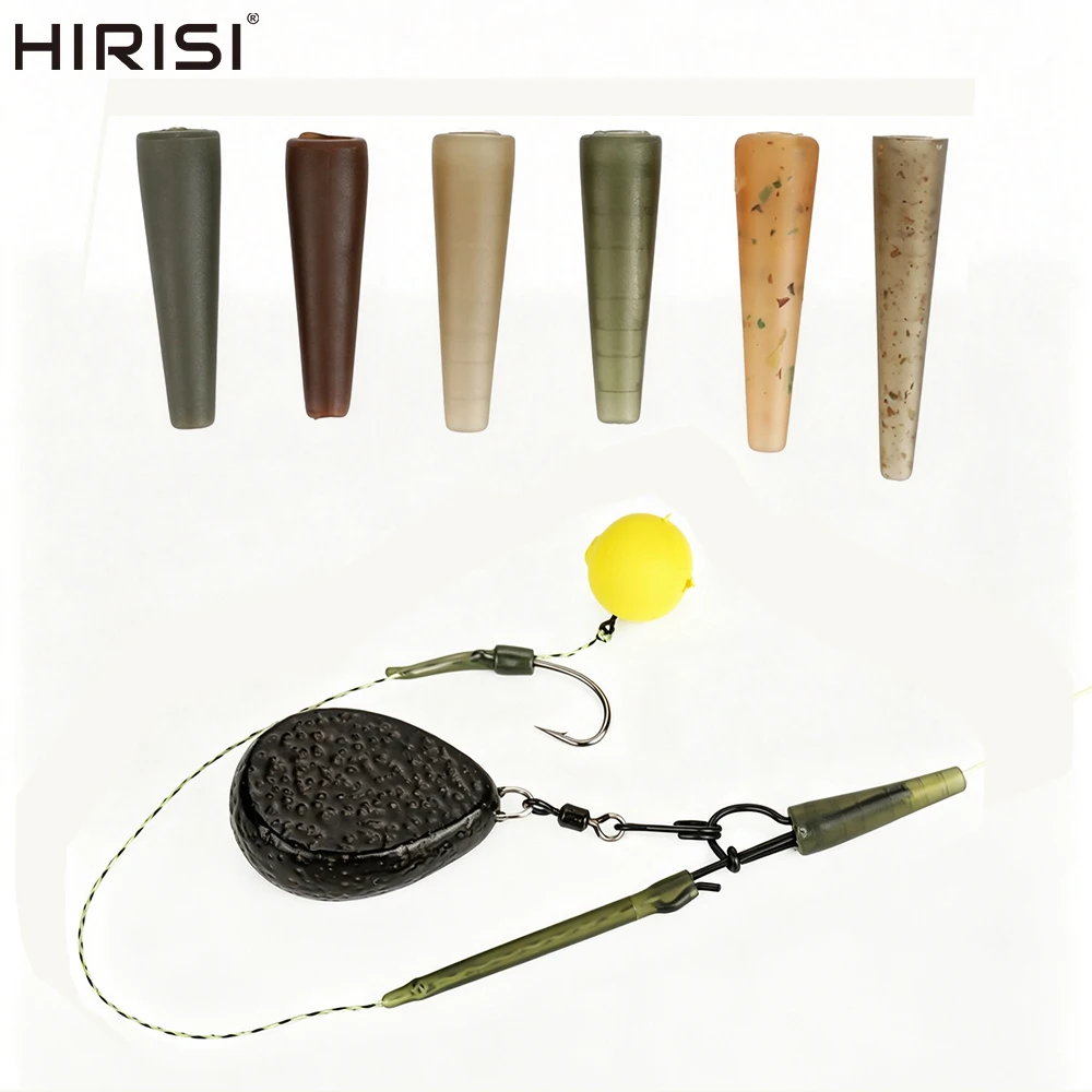 Hirisi AE061 Carp Fishing Cone Tail Rubber Sleeves Lead Clips Anti-Tangle For Helicopter Rig Chod Rig Terminal Tackle Accessory