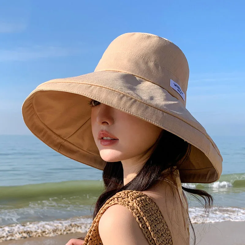 

2025 Уличная шляпа-ведро с большими полями для женщин и девочек, рыбацкая шляпа с широкими полями и крышкой на шею, защитная кепка 50+ UPF