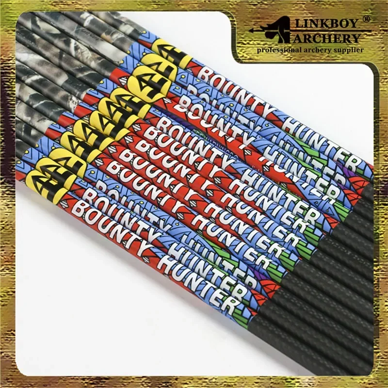 Linkboy Archery Pure Carbon 1k Weave Arrow Shaft Green Camo ID 6.2mm OD 7.6mm for Compound/recurve Bow Hunting Shooting