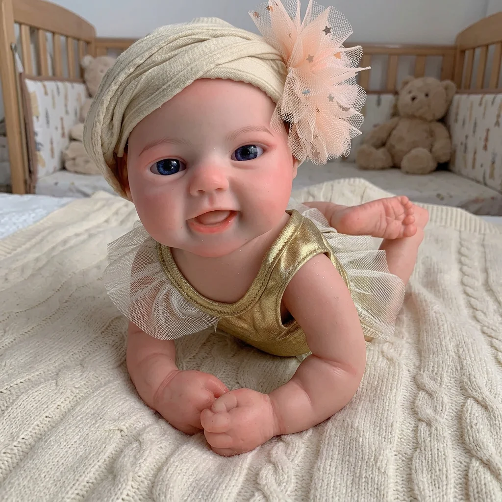 16 Inch Emmy Full Body Silicone Bebe Reborn Doll Open Mouth Design Hand Painted Soft Touch Lifelike Collectible Art Doll