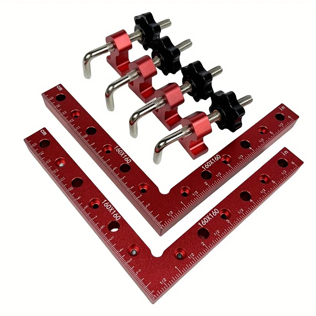 160MM L-Shaped Carpenter's Square Ruler with 90 Degree Fixed Clip Woodworking Positioning Panel Auxiliary Splicing Board Tool fo