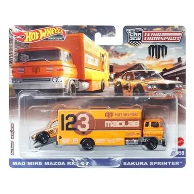 Oryginalny Hot Wheels samochód klasy Premium do transportu dzieci zabawki dla dzieci dla chłopców 1/64 Diecast Mazda RX3 Sakura Sprinter Madlab