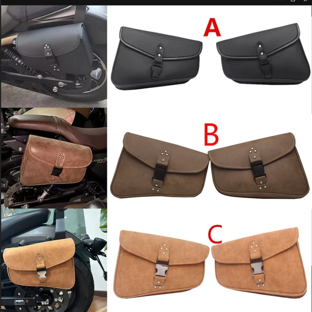 Bolsa basculante de PU para motocicleta, alforja lateral para Harley Sportster Honda Rebel 300 500, bolsas de brazo oscilante, bolsa de herramientas de viaje diurna para motocicleta