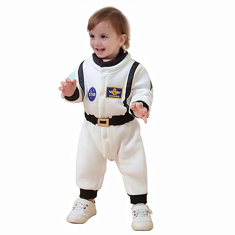 Toddler Astronaut Cosplay Bodysuit Embroidered Patterns Intergalactic Space Suit Play House Dress Up Fall Winter Long Pajamas