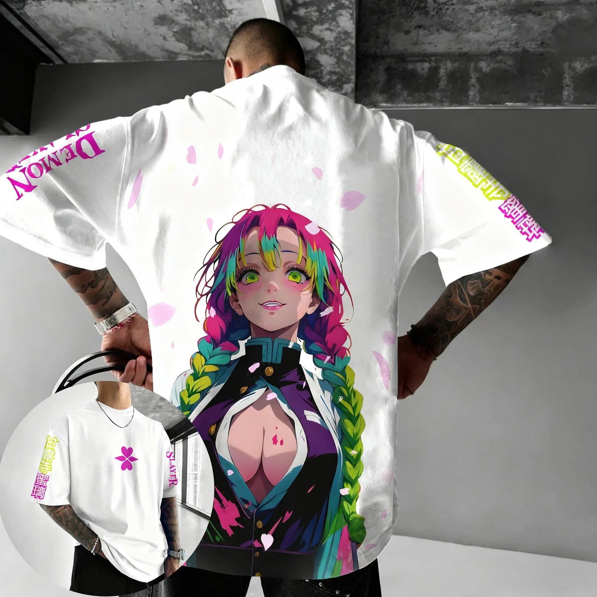 

Demon Slayer Anime Versatile Parent Child T-shirt Summer Men's and Women's New Large Harajuku Casual Loose Short Sleeve Top