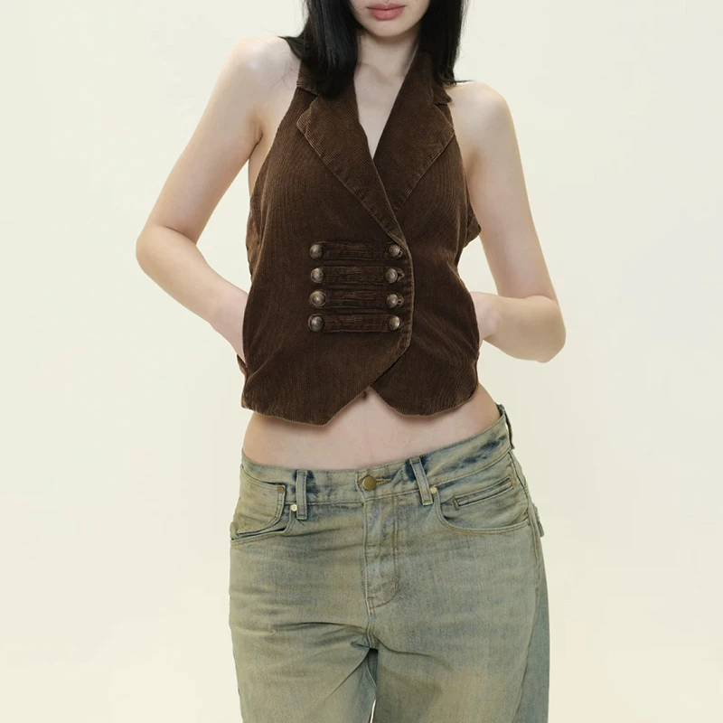 Women's Tops Blouse Summer 2026 New Chic Youth Hanging Neck Slim V-neck Unique Party Tops Women's Street Chic Summer Blouse