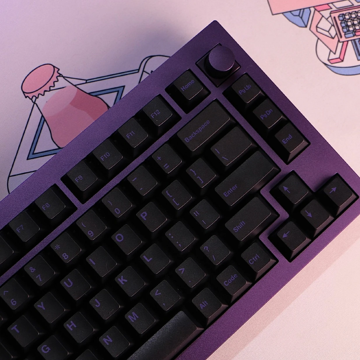 Black purple, gray purple, original height PBT five-sided sublimation keycap basic cover