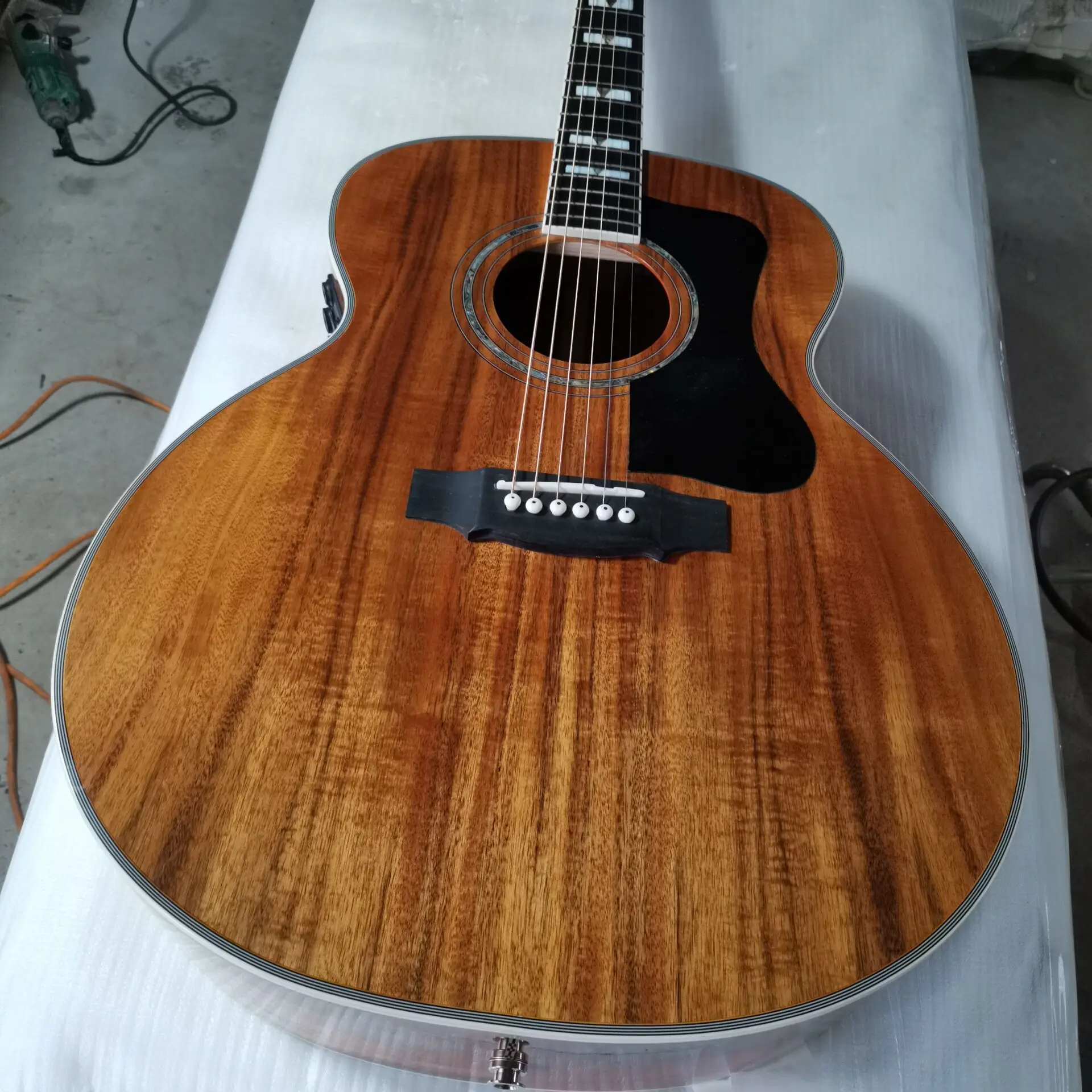 professional jumbo koa guitar with transacoustic pickup system F50 vintage guitar ebony fretboard acoustic electric guitars