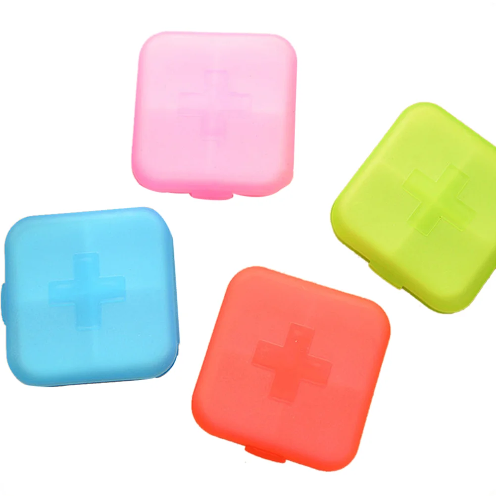 4 Pcs Slots Pill Case Container Storage Carry Four-grid Organize Small Box