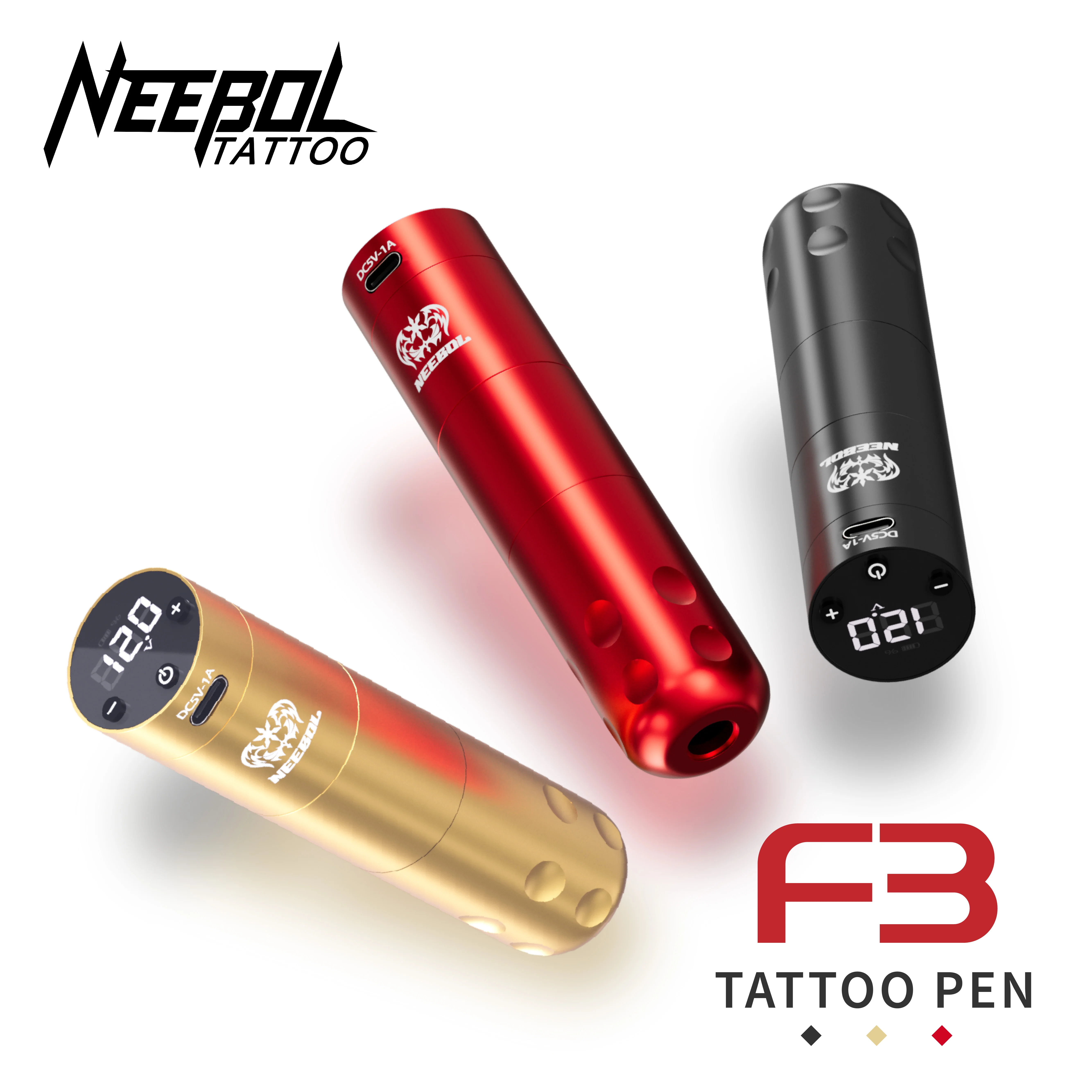 Pluma de tatuaje inalámbrica Neebol, ametralladora de tatuaje rotativa recargable con potencia de tatuaje de gran capacidad, pistola de tatuaje con pantalla Digital