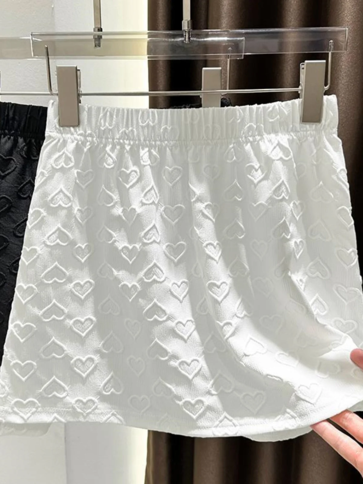 Slimming Effectiveness plus Size Sweatshirt Base Layer Tool Pure Color  Skirt High Waist A-Line Short Skirt Lace Detail