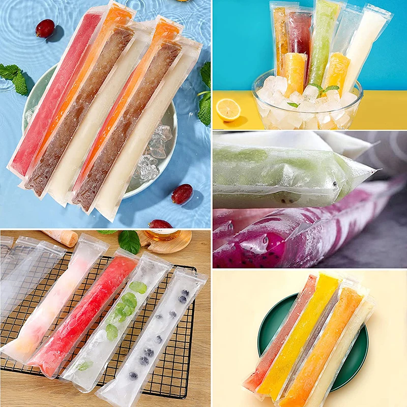 50/100Pcs Ice Popsicle กระเป๋าพับช่องทางสำหรับโยเกิร์ต Ice Candy หรือ Freeze Pops พลาสติกปิดผนึกบรรจุภัณฑ์ popsicle กระเป๋า