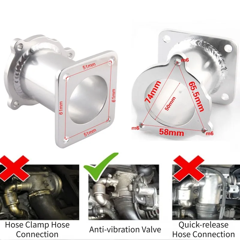 EGR Disassembly Valve Kit Aluminum for BMW M47N2 M57N2 E60 E61 E87 E90 E92 E93 320 325D 330D 525D 530D 520I X3 X6 X5 11717804381