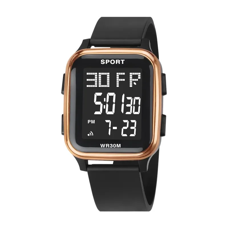 Outdoor Sports Multi-function Electric Watch Student Men\'s Silicone Strap Digital Wristwatch LED Calendar Luminous Alarm Clock