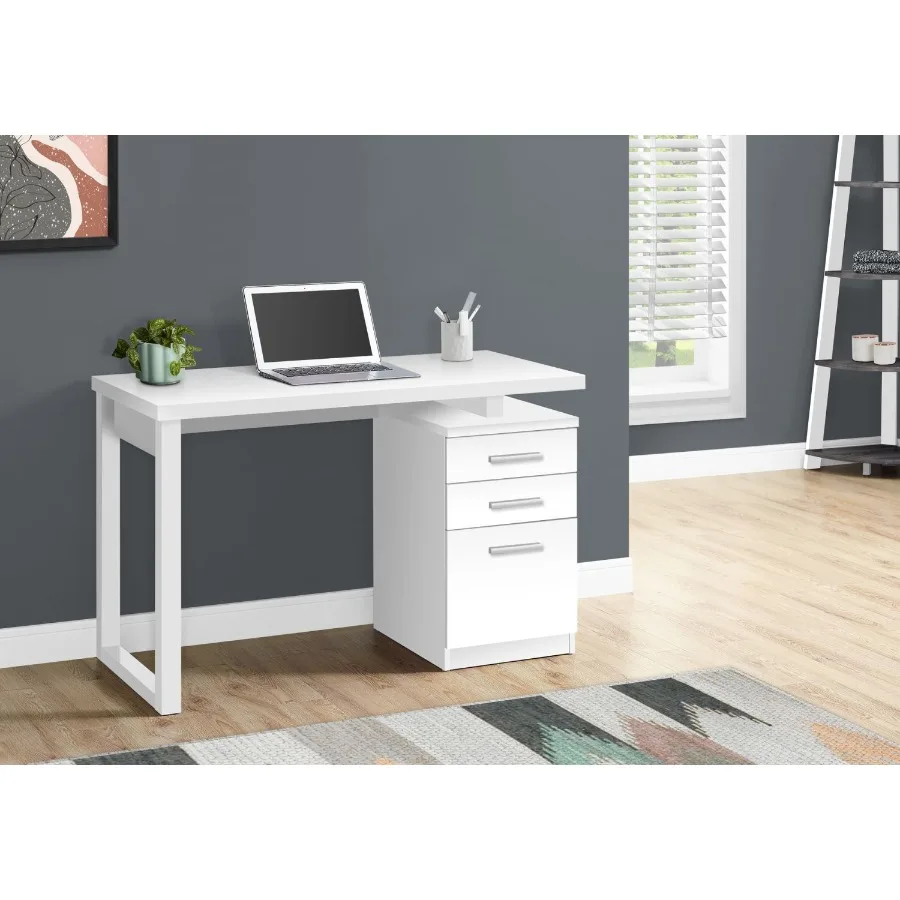 

Computer Desk Home Office Laptop Left Right Setup Storage Drawers 48l Work White Laminate Contemporary Modern