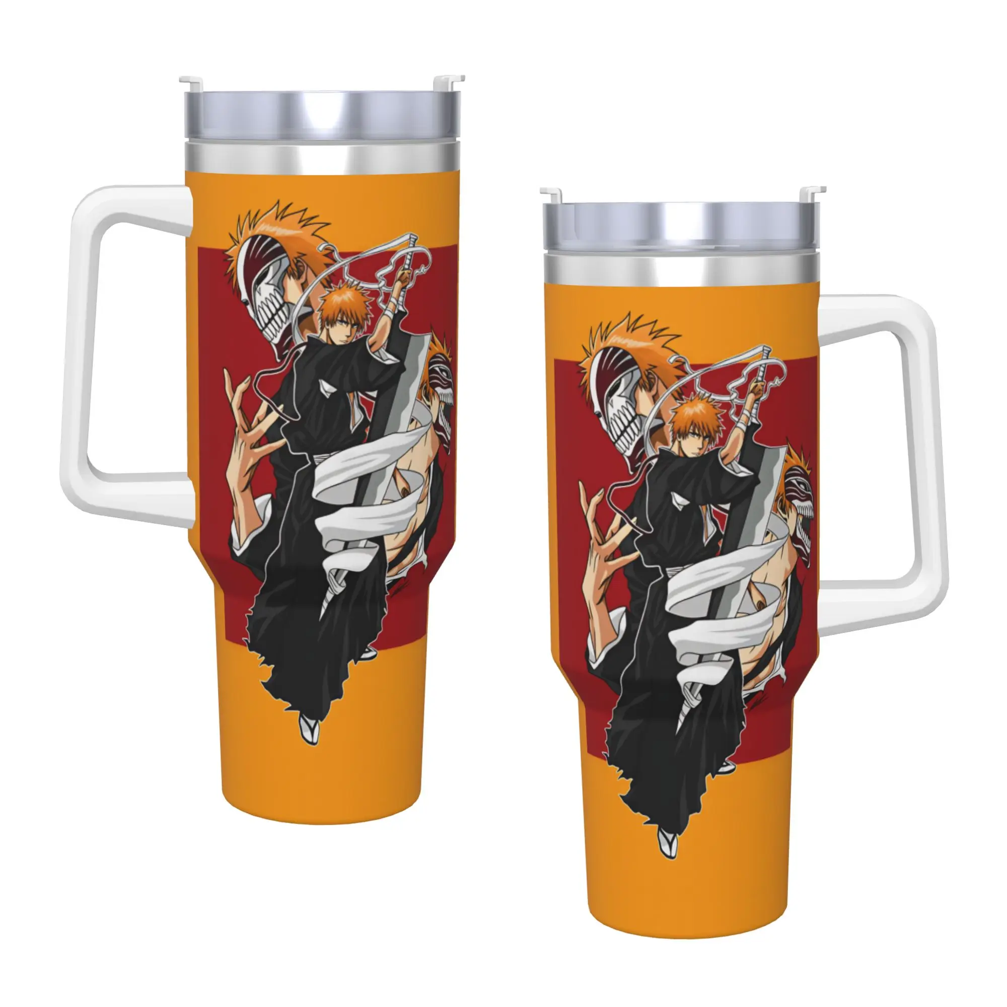 Bleach Kurosaki Ichigo Anime Cartoon Stainless Steel Tumbler Travelist Mugs Cup Large Capacity Thermal Mug Portable Water Bottle