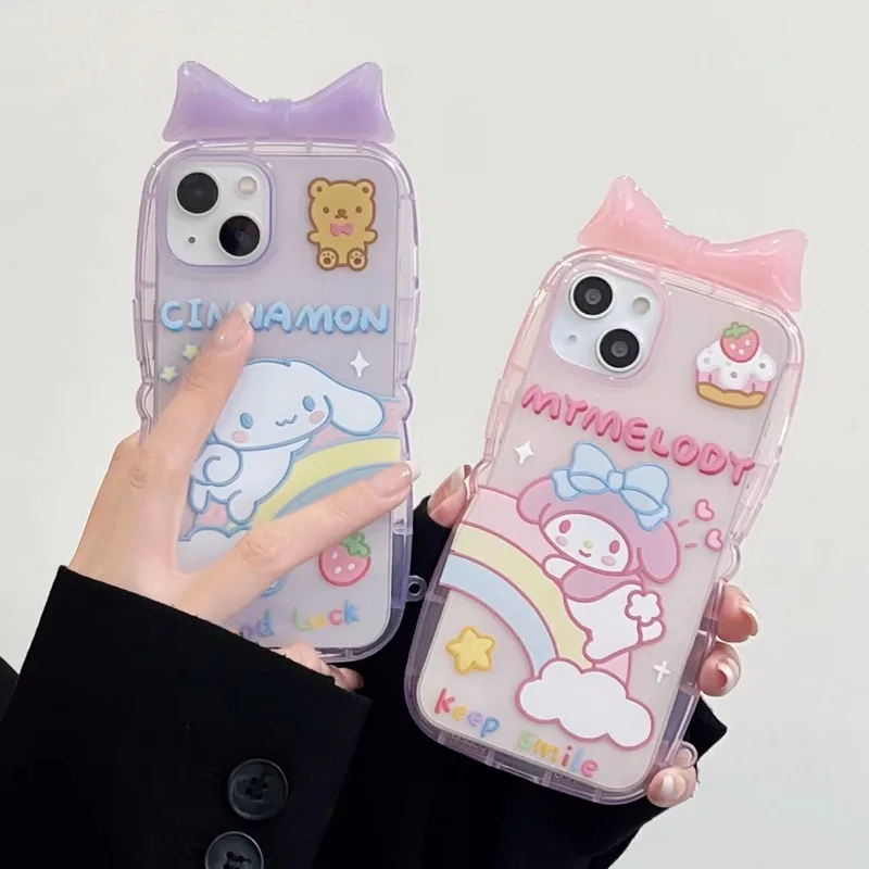 Cartoon Animals Kawaii 13promax Apple 12 Mobile Phone Case 11 New Xs Female Xr Stereo Bow Sanrio Anti Falling Mobile Phone Case