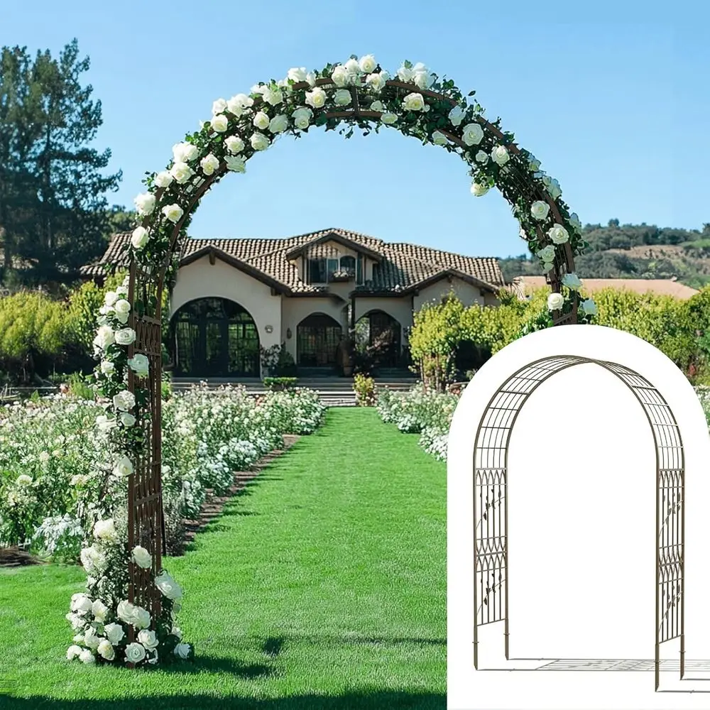 

Copper Leaf Design Garden Arch, 70.9W x 104.3H x 20.5D, Metal Arbor with Rust-Resistant Stakes