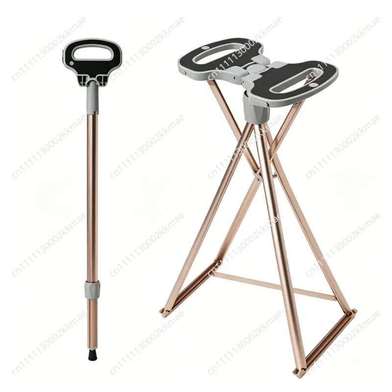 Multifunctional Walking Stick Chair, Elderly Walking Stick Stool, Foldable Walking Stick Chair, Lightweight Non-slip Walker