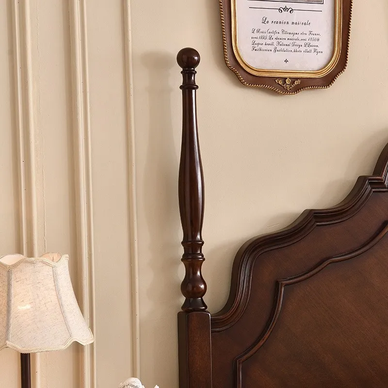 American retro, solid wood double bed, simple goose paw, simple high box storage, master bed