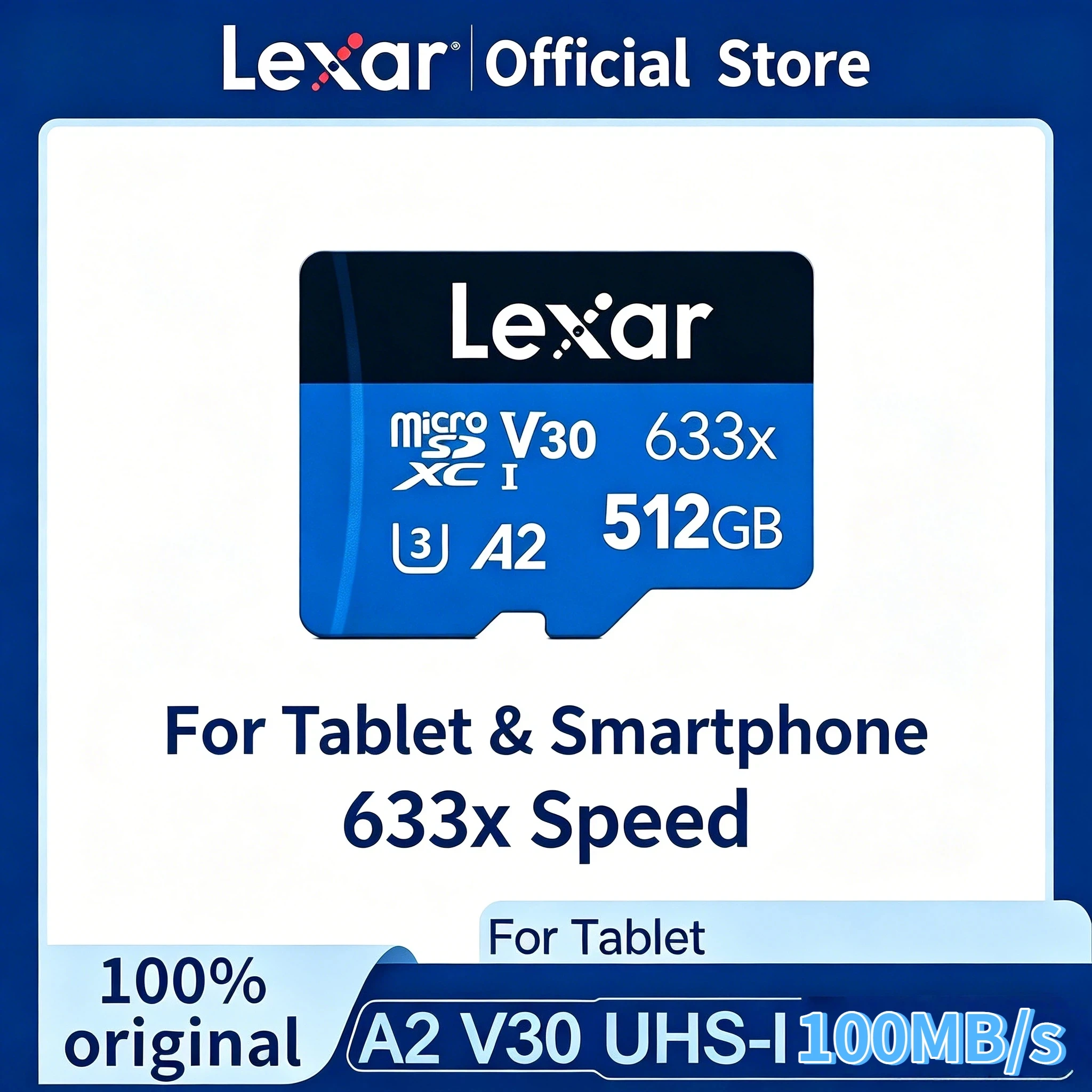 100% Original Lexar 633x Micro SD Card 256GB 128GB 64GB SDXC V30 U3 32GB SDHC V10 U1 Class 10 A1 Flash Memory Microsd Pro