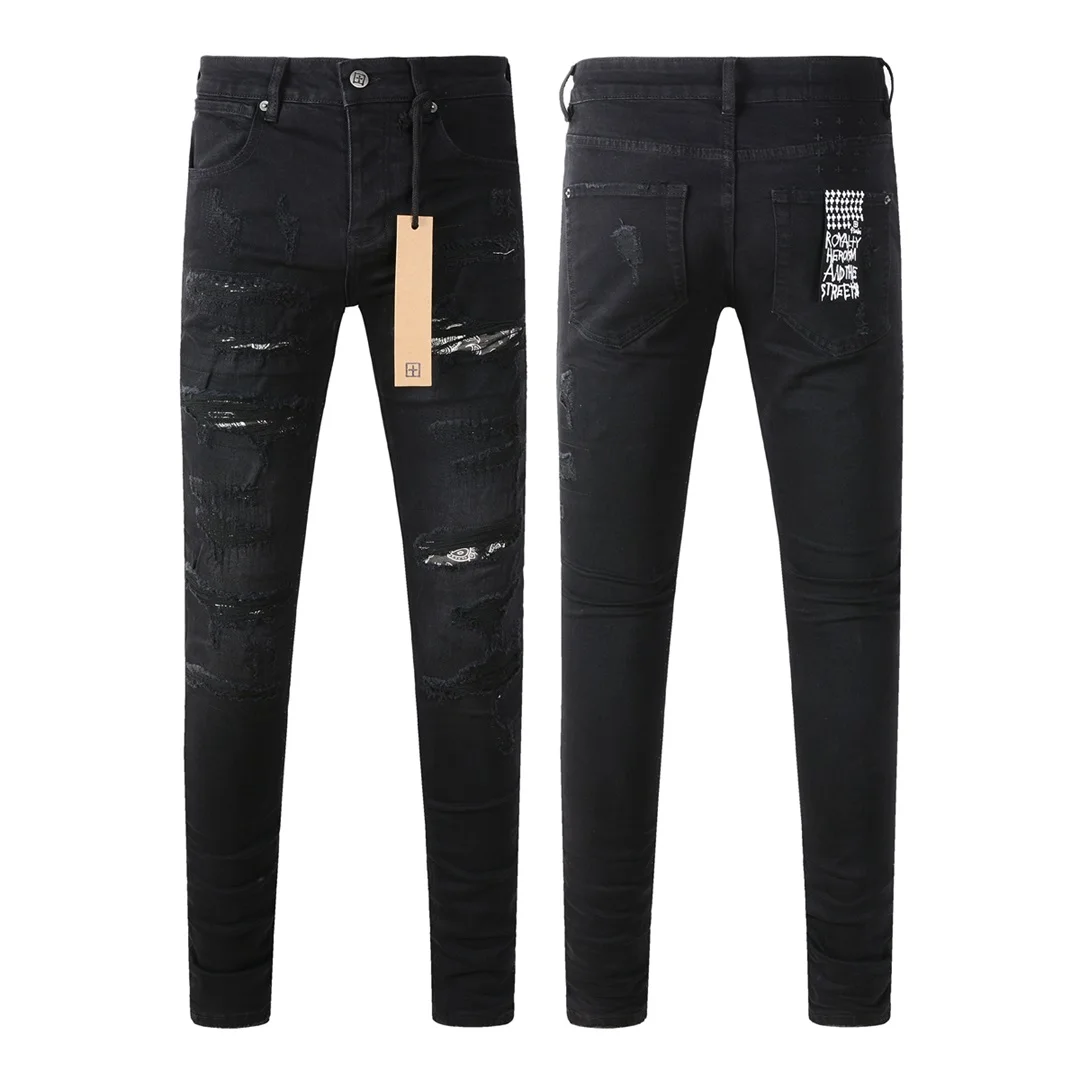 Retro Streetwear Men Jeans KSUBI Cross Paint Black Hole Trend Low Rise Skinny Denim Pants Pleated Ripped Frayed Trousers 3016