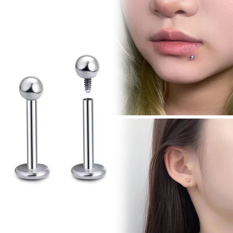 16G 316L Stainless Steel Ball Nose Septum Stud Internally Threaded Earring Eyebrow Tragus Lip Rings Helix Piercing Jewelry