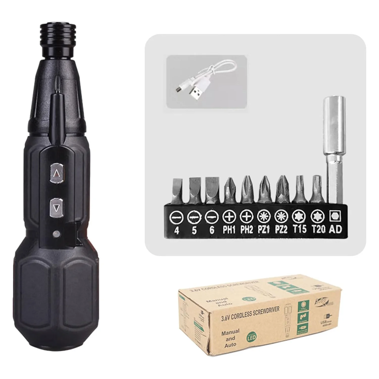 Беспроводная электрическая отвертка 3,6 В, набор автоматических отверток, наборы инструментов для ремонта со светодиодной лампой для портативного компьютера
