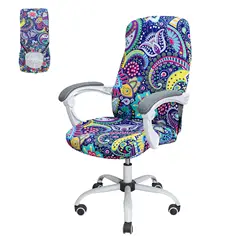 Stretch Spandex Office Chair Slipcovers Geometric Print Seat Covers For Gaming Chair Cover Removable Washable Anti-Dust