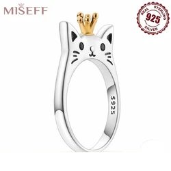 MISEFF Original Real 925 Sterling Silver Zircon Kitty Rings For Wedding Engagement Birthday Silver Rings Jewelry Women Gift