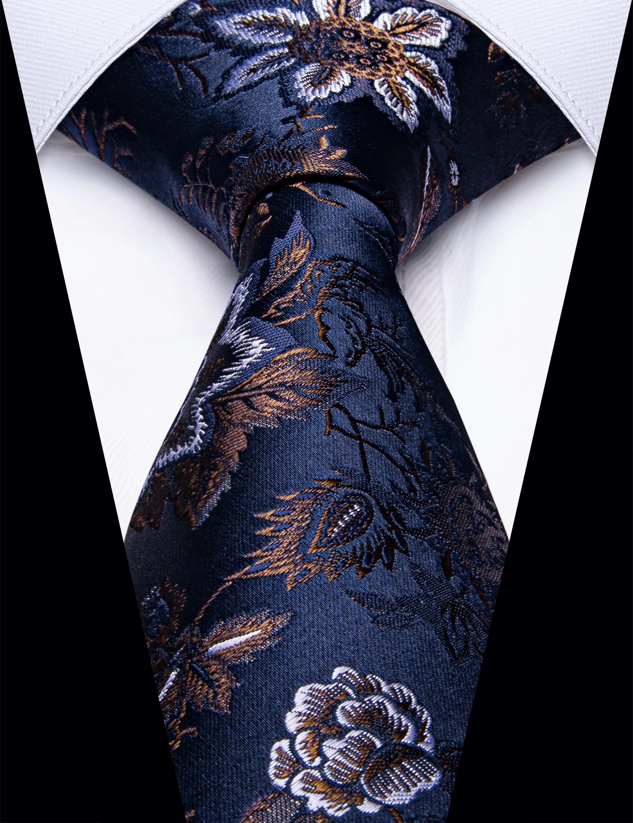 Mens Floral Printed Necktie, Vintage Formal Tie for Interview Conference Holiday Wedding Events