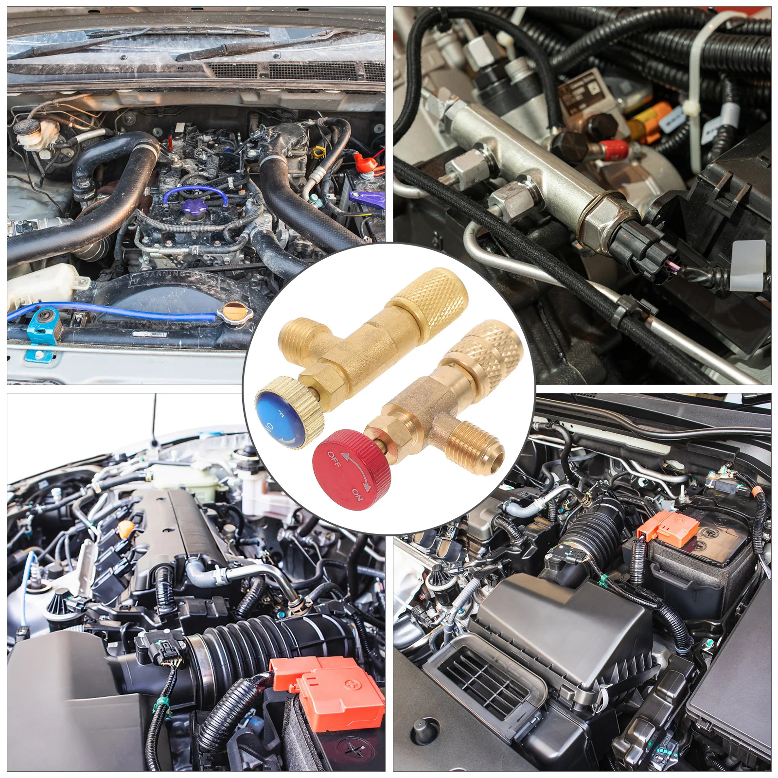 

2 Pcs Car Air Conditioning Connector R410 Refrigerant Charging Valve Home Fill Safety Brass Cooling Tool Set