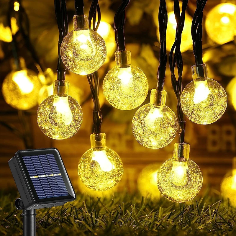 

Solar String Lights Outdoor Crystal Fairy Light Chritmas Garland 8 Modes Waterproof Patio Light for Garden Party Decor