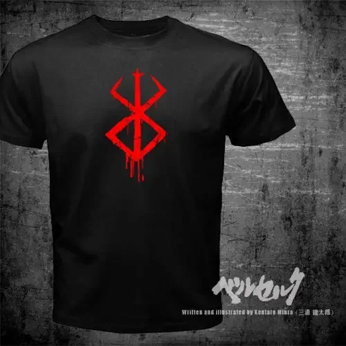 New Manga Anime Berserk Guts Scar Tattoo Symbol Band of The Hawk Logo Newest 2019 Fashion Sleeves Cotton Custom Tees Shirt