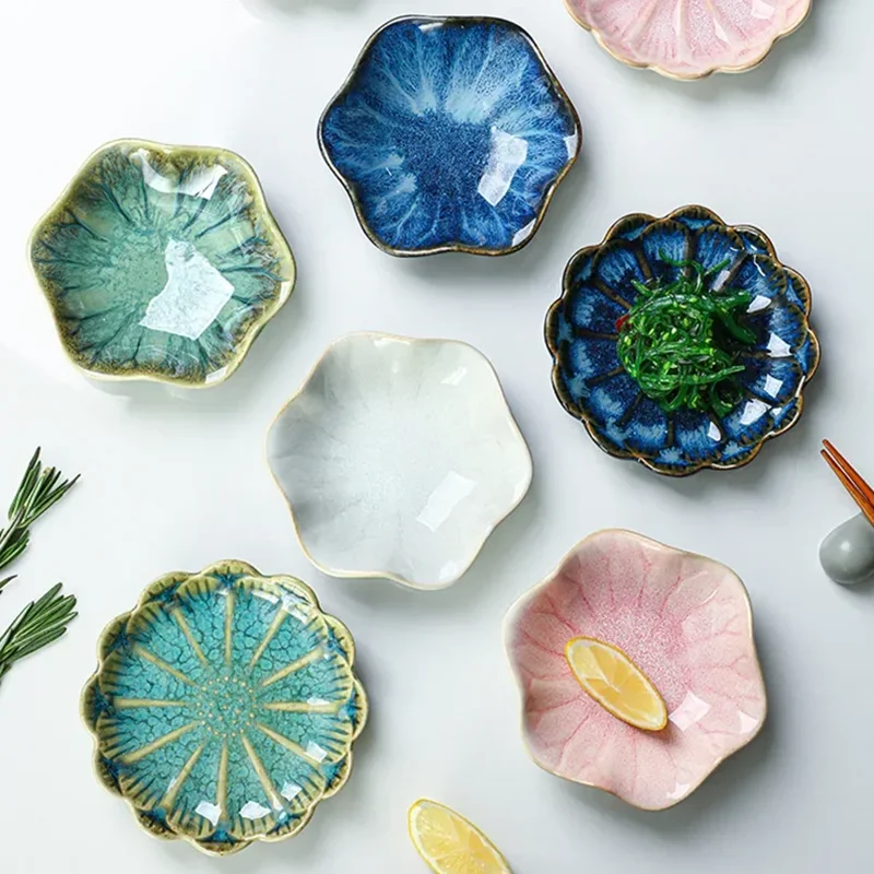 

ceramic plate, vintage kiln-fired glaze, sashimi, sushi, soy sauce dish, for barbecue, mini dipping sauce plate,